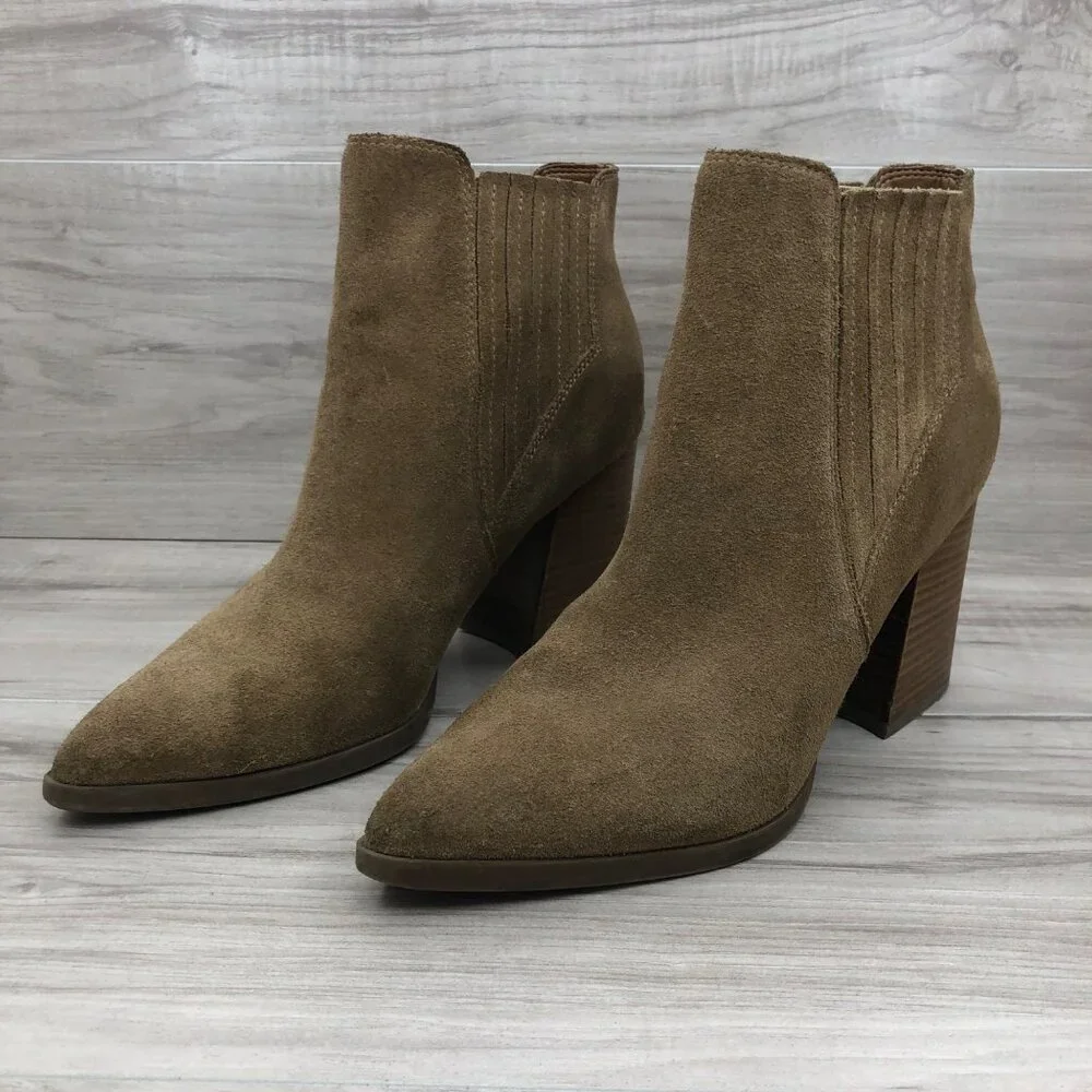 Marc Fisher Ankle Boots Womens 10M Gadri Brown Suede Slip On Booties